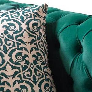HomeRoots Green Velvet U-Shaped Sectional Sofa with Chaise and 8 Decorative Toss Pillows for Stylish Comfort 643892