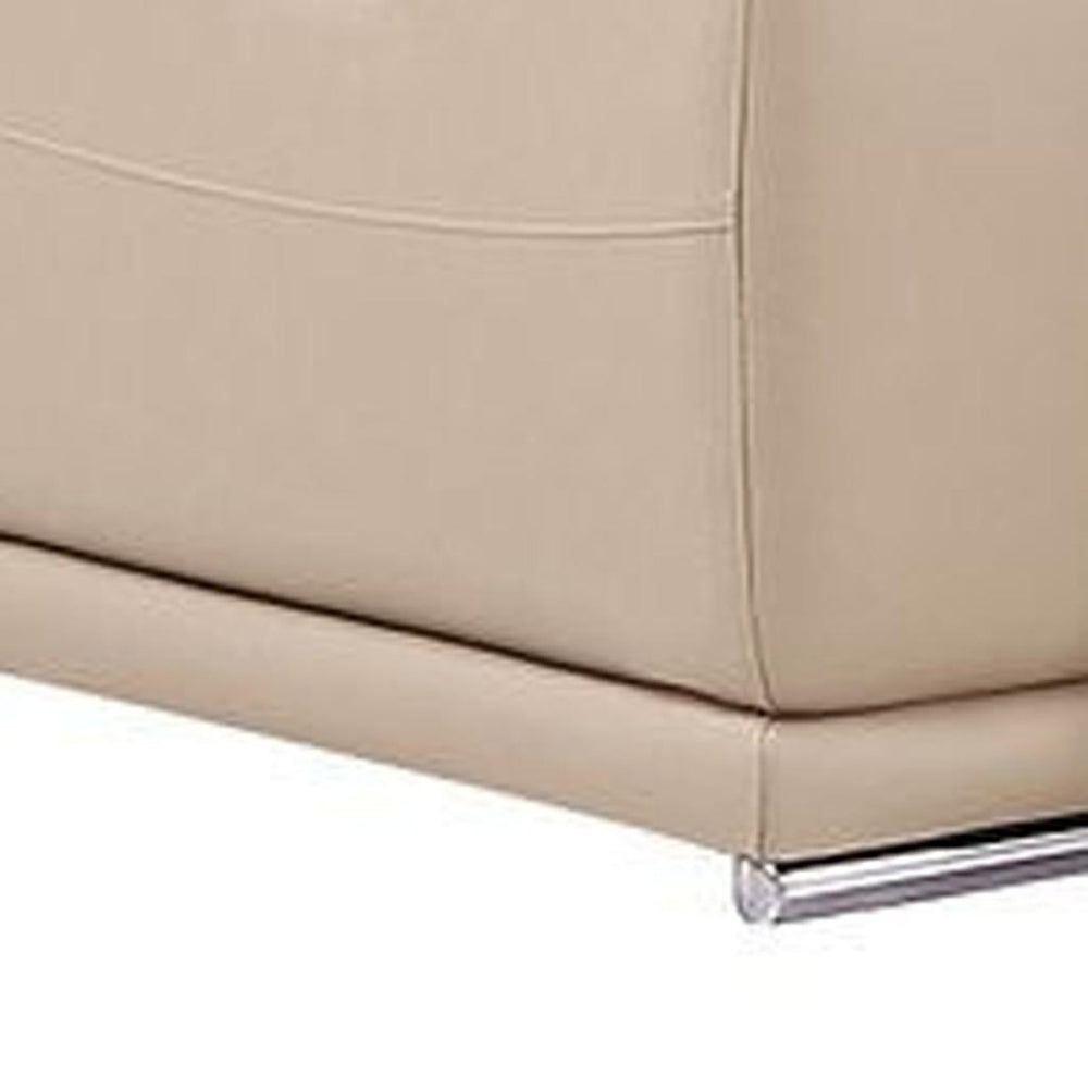 HomeRoots Beige Leather Modular L-Shaped Seven-Piece Sectional Sofa with Power Recline & Console Storage 643900