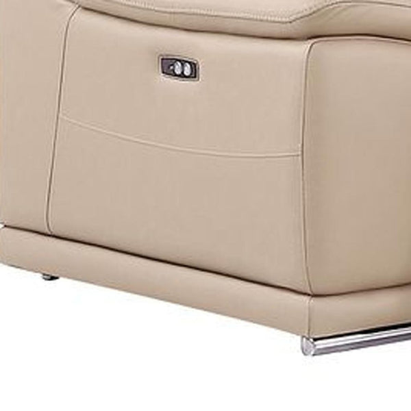 HomeRoots Beige Modular L-Shaped Sectional Sofa Set with Console – 7-Piece Leather Comfort for Modern Living 643901