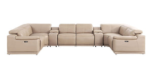 HomeRoots Beige Leather Modular U-Shaped Sectional Sofa with Console - Luxurious Comfort & Versatile Design 643907