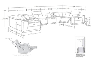 HomeRoots Black Leather Modular U-Shaped Eight-Piece Sectional Sofa with Console, Recline & USB Charging Ports 643908