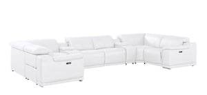 HomeRoots White Leather Modular U-Shaped Eight-Piece Sectional Sofa with Console for Ultimate Comfort & Style 643929
