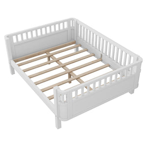 English Elm Twin Kids Platform Bed Solid Pine White Finish with Storage Drawers and Safety Rails White W2593P409116
