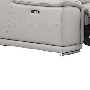 HomeRoots Ash Gray Leather U-Shaped Modular Sectional Sofa with Console, Recline, USB & Modern Elegance 643934