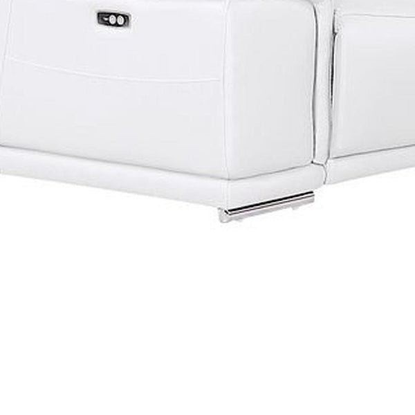 HomeRoots White Leather Modular U-Shaped Ten-Piece Sectional with Console – Power Reclining & Luxurious Comfort 643935