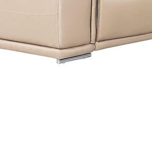 HomeRoots Beige Leather U-Shaped Modular Sectional Sofa with Console - 12-Piece Comfort & Style Redefined 643936