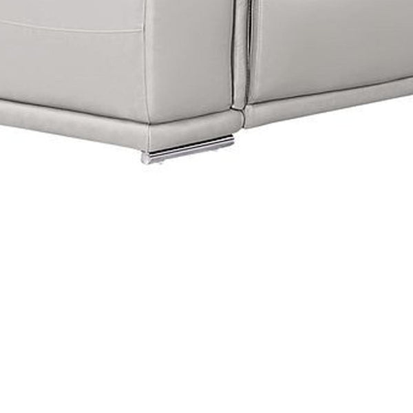 HomeRoots Ash Gray Leather Modular U-Shaped Sectional Sofa with Console, Recliners & USB Ports for Comfort 643940