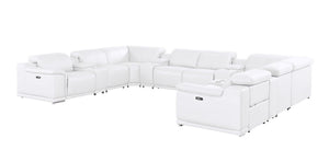 HomeRoots White Leather Modular U-Shaped 12-Piece Sectional Sofa with Console - Luxurious Comfort & Style 643941