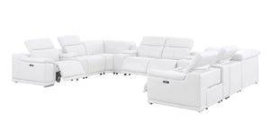 HomeRoots White Leather Modular U-Shaped 12-Piece Sectional Sofa with Console - Luxurious Comfort & Style 643941