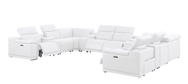 HomeRoots White Leather Modular U-Shaped 12-Piece Sectional Sofa with Console - Luxurious Comfort & Style 643941