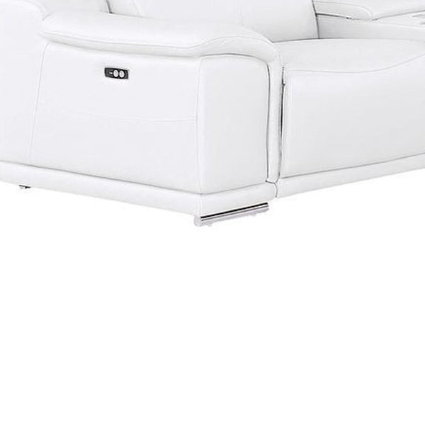 HomeRoots White Leather Modular U-Shaped 12-Piece Sectional Sofa with Console - Luxurious Comfort & Style 643941
