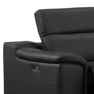 HomeRoots Black Leather Modular L-Shaped Sectional Sofa with Console, Power Recline & Customizable Layout Options 643943