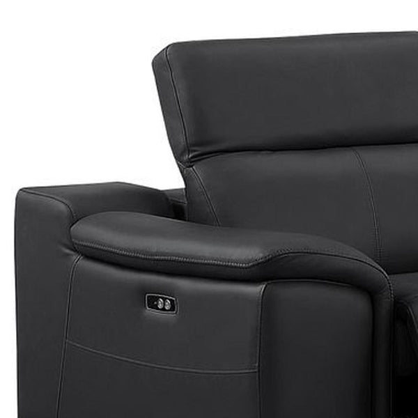 HomeRoots Black Leather Modular L-Shaped Sectional Sofa with Console, Power Recline & Customizable Layout Options 643943