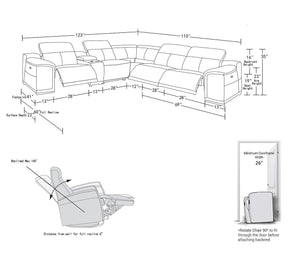 HomeRoots Battleship Gray Leather Modular L-Shaped Sectional Sofa with Console - Comfort & Style for Living Spaces 643944