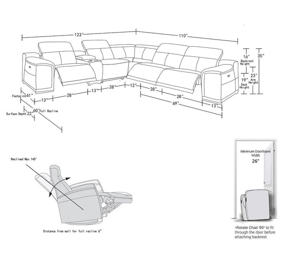 HomeRoots Battleship Gray Leather Modular L-Shaped Sectional Sofa with Console - Comfort & Style for Living Spaces 643944