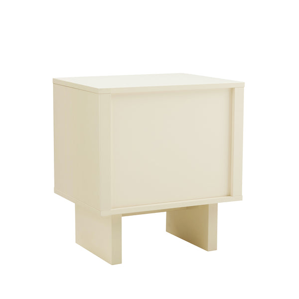 English Elm Ella Modern 20" Nightstand with Sled Legs, Open Shelf & Handle-Free Drawer — Sleek Safe Design Cream B365P398155