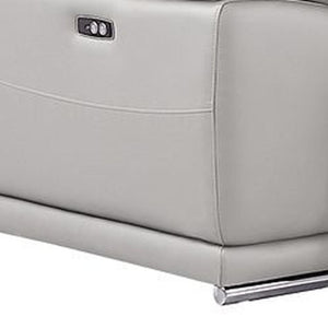 HomeRoots Ash Gray Leather Modular L-Shaped Sectional Sofa with Console – Stylish Comfort for Modern Living 643945