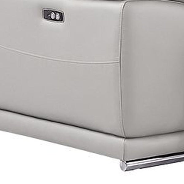 HomeRoots Ash Gray Leather Modular L-Shaped Sectional Sofa with Console – Stylish Comfort for Modern Living 643945