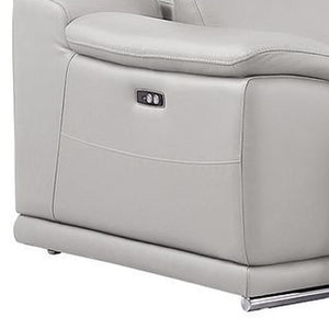 HomeRoots Ash Gray Leather Modular L-Shaped Sectional Sofa with Console – Stylish Comfort for Modern Living 643945