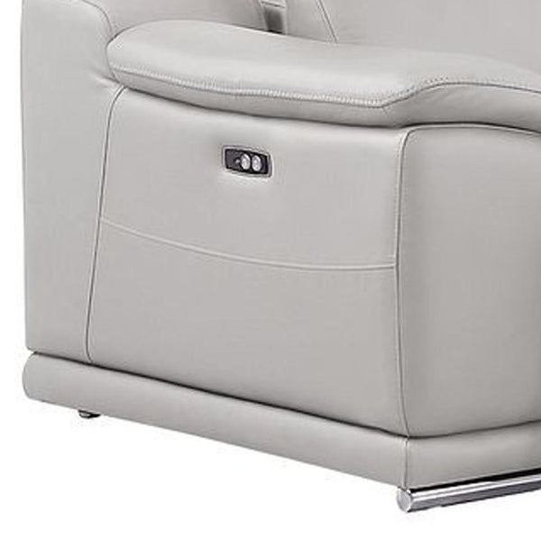HomeRoots Ash Gray Leather Modular L-Shaped Sectional Sofa with Console – Stylish Comfort for Modern Living 643945