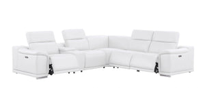 HomeRoots White Leather Modular L-Shaped Sectional Sofa - Luxurious Comfort with Recline & Versatile Design 643946