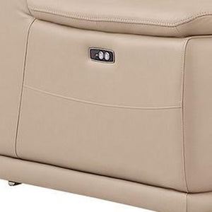 HomeRoots Beige Leather Modular L-Shaped Sectional Sofa - 5-Piece Power Recline Comfort for Modern Living 643948