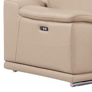 HomeRoots Beige Leather Modular L-Shaped Sectional Sofa - 5-Piece Power Recline Comfort for Modern Living 643948