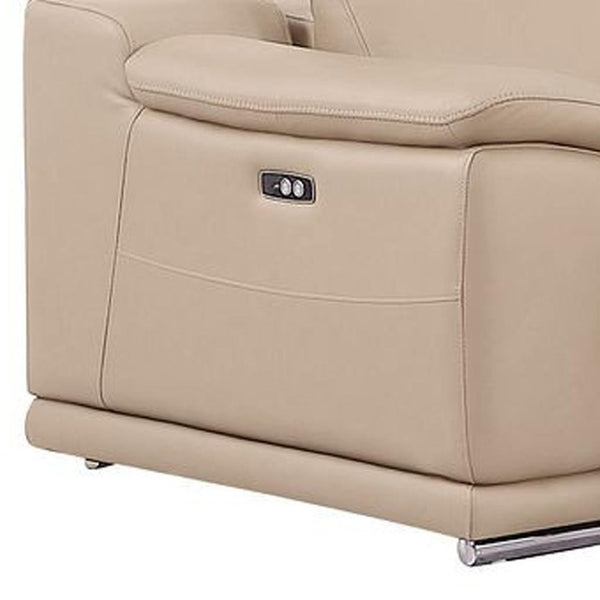 HomeRoots Beige Leather Modular L-Shaped Sectional Sofa - 5-Piece Power Recline Comfort for Modern Living 643948