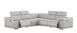 HomeRoots Ash Gray Leather Modular L-Shaped Sectional Sofa with Power Recline – Modern Comfort & Style 643951