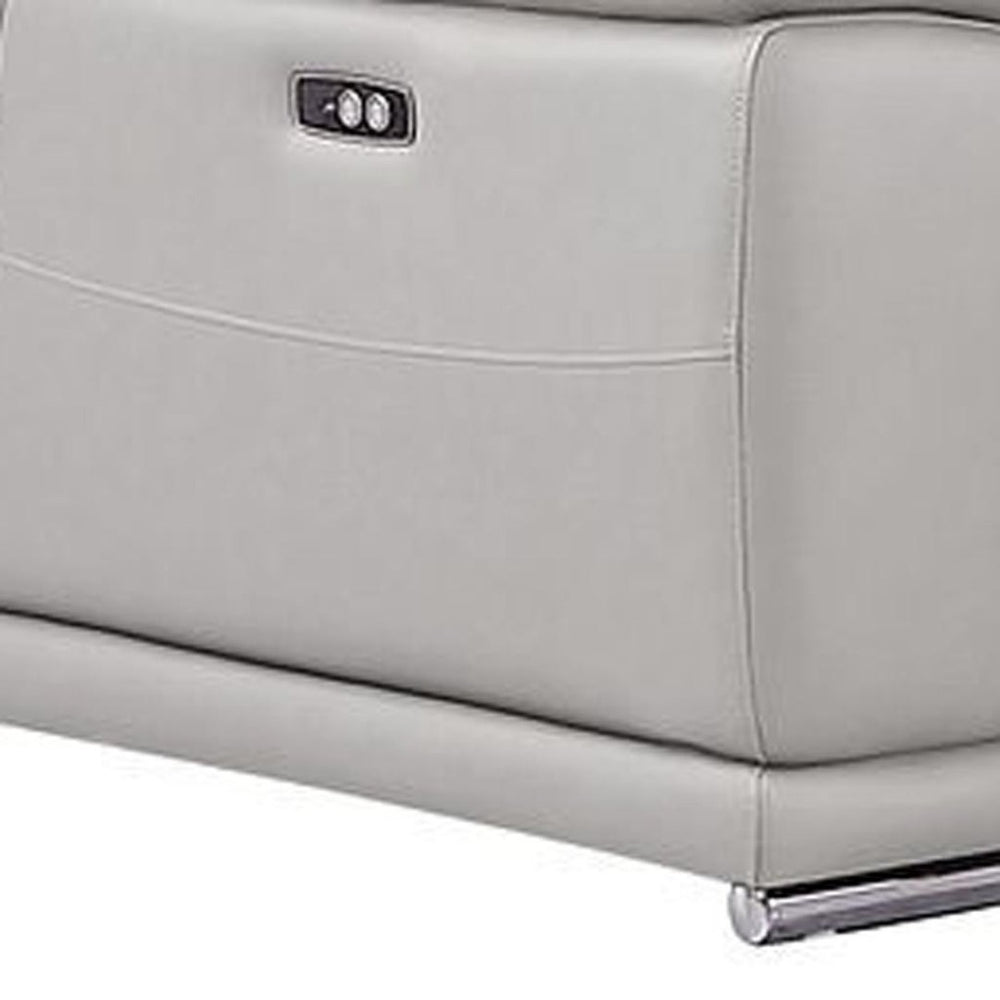 HomeRoots Ash Gray Leather Modular L-Shaped Sectional Sofa with Power Recline – Modern Comfort & Style 643951