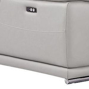 HomeRoots Ash Gray Leather Modular L-Shaped Sectional Sofa with Power Recline – Modern Comfort & Style 643951