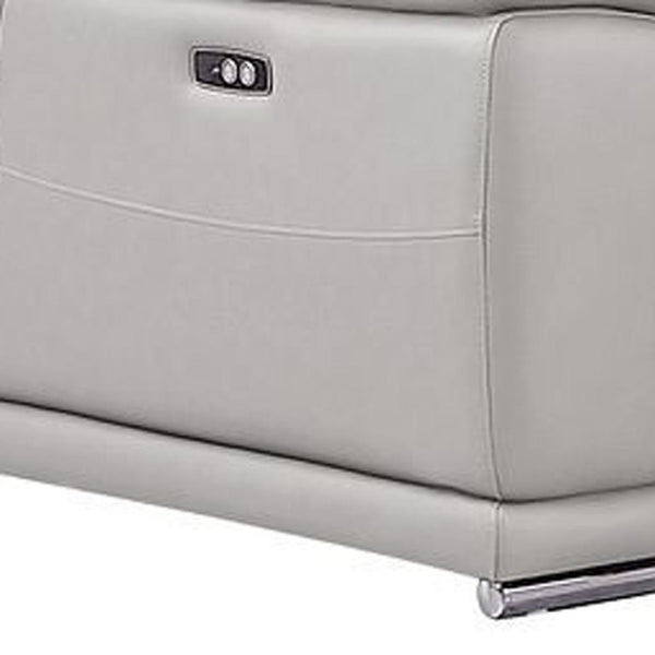 HomeRoots Ash Gray Leather Modular L-Shaped Sectional Sofa with Power Recline – Modern Comfort & Style 643951