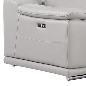 HomeRoots Ash Gray Leather Modular L-Shaped Sectional Sofa with Power Recline – Modern Comfort & Style 643951