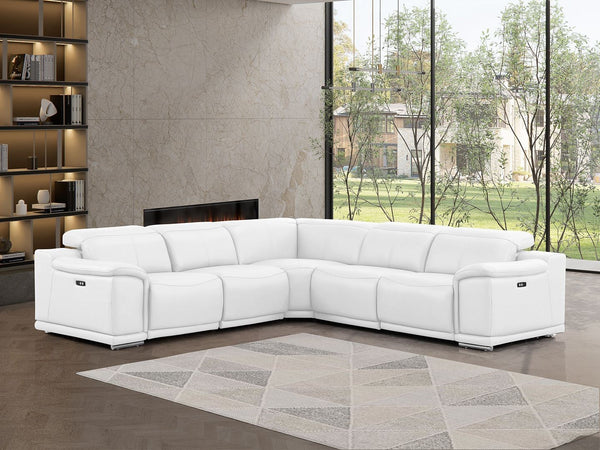 HomeRoots White Leather Modular L-Shaped Sectional Sofa - Luxurious Comfort & Versatile Design for Any Space 643952