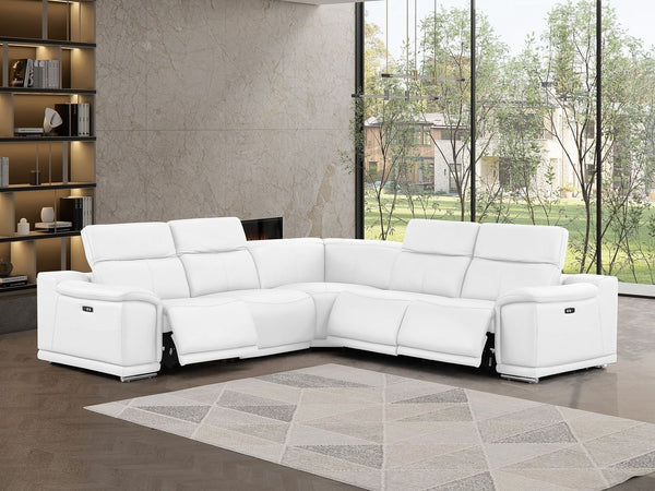 HomeRoots White Leather Modular L-Shaped Sectional Sofa - Luxurious Comfort & Versatile Design for Any Space 643952