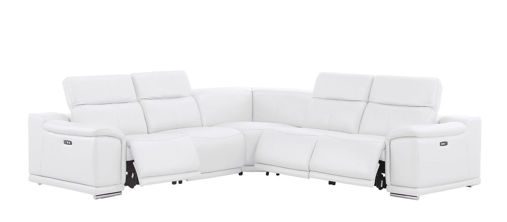 HomeRoots White Leather Modular L-Shaped Sectional Sofa - Luxurious Comfort & Versatile Design for Any Space 643952