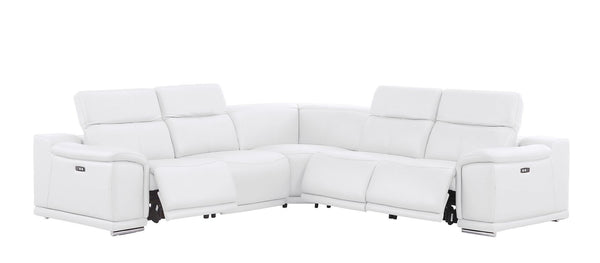 HomeRoots White Leather Modular L-Shaped Sectional Sofa - Luxurious Comfort & Versatile Design for Any Space 643952