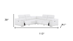 HomeRoots White Leather Modular L-Shaped Sectional Sofa - Luxurious Comfort & Versatile Design for Any Space 643952