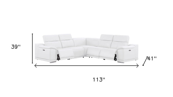 HomeRoots White Leather Modular L-Shaped Sectional Sofa - Luxurious Comfort & Versatile Design for Any Space 643952