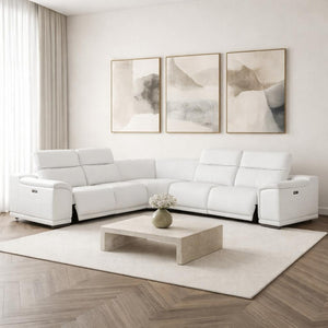 HomeRoots White Leather Modular L-Shaped Sectional Sofa - Luxurious Comfort & Versatile Design for Any Space 643952