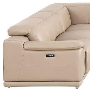HomeRoots Beige Leather Modular U-Shaped Sectional Sofa - 8-Piece Customizable Design for Modern Living Spaces 643954