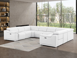 HomeRoots White Leather Modular U-Shaped Sectional Sofa: Luxurious Comfort, Versatile Design & Storage Options 643958