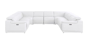 HomeRoots White Leather Modular U-Shaped Sectional Sofa: Luxurious Comfort, Versatile Design & Storage Options 643958