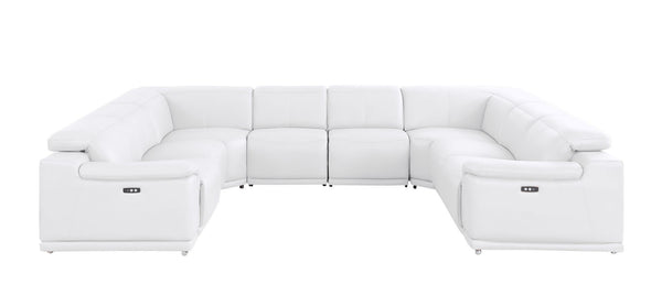 HomeRoots White Leather Modular U-Shaped Sectional Sofa: Luxurious Comfort, Versatile Design & Storage Options 643958