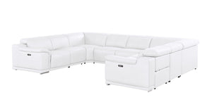 HomeRoots White Leather Modular U-Shaped Sectional Sofa: Luxurious Comfort, Versatile Design & Storage Options 643958
