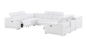 HomeRoots White Leather Modular U-Shaped Sectional Sofa: Luxurious Comfort, Versatile Design & Storage Options 643958