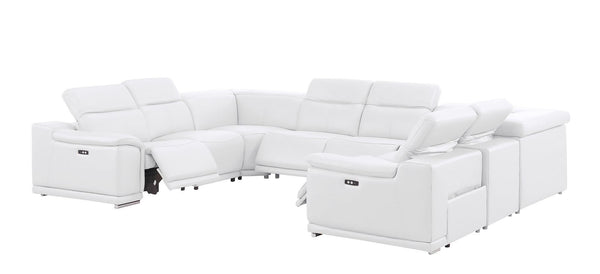 HomeRoots White Leather Modular U-Shaped Sectional Sofa: Luxurious Comfort, Versatile Design & Storage Options 643958