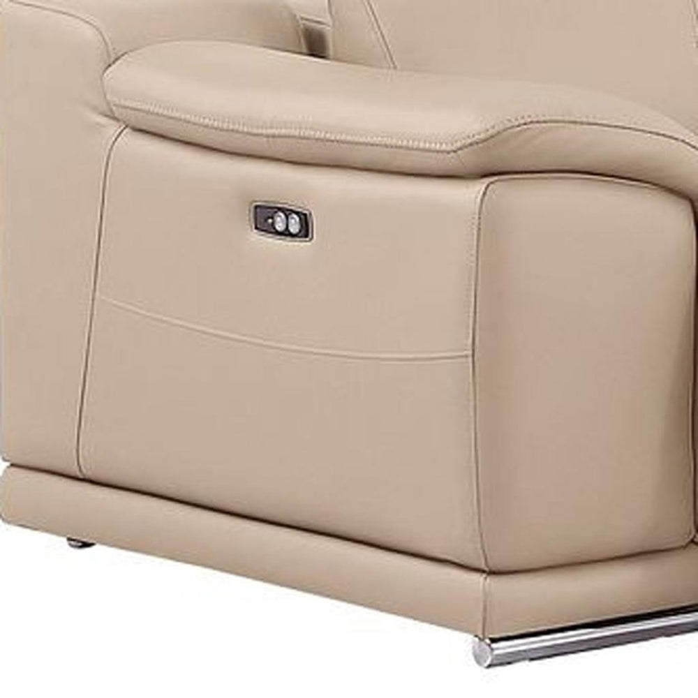 HomeRoots Beige Leather Modular L-Shaped Six-Piece Sectional with Console for Ultimate Comfort & Style 643959