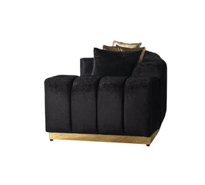 HomeRoots Black Velvet Modular Curved Sectional Sofa with Luxurious Toss Pillows & Glamorous Tufted Design 643961