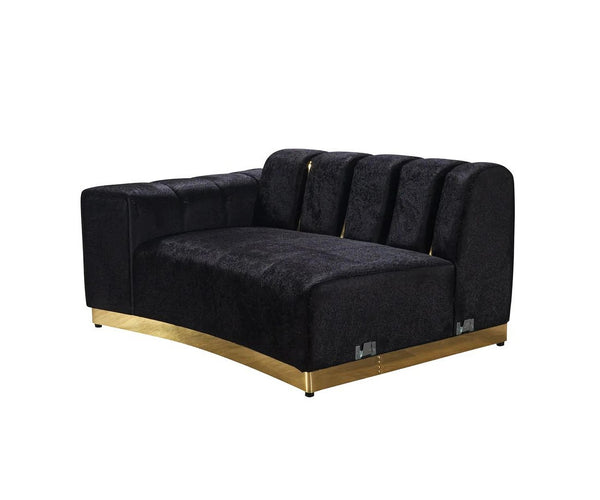 HomeRoots Black Velvet Modular Curved Sectional Sofa with Luxurious Toss Pillows & Glamorous Tufted Design 643961